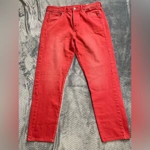 NWT American Eagle Hi Rise Girlfriend Jeans Distressed Red 10